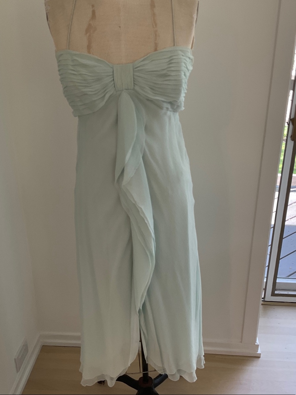 Catherine Malandrino Strapless Draped Front Chiffon Dress in Aqua